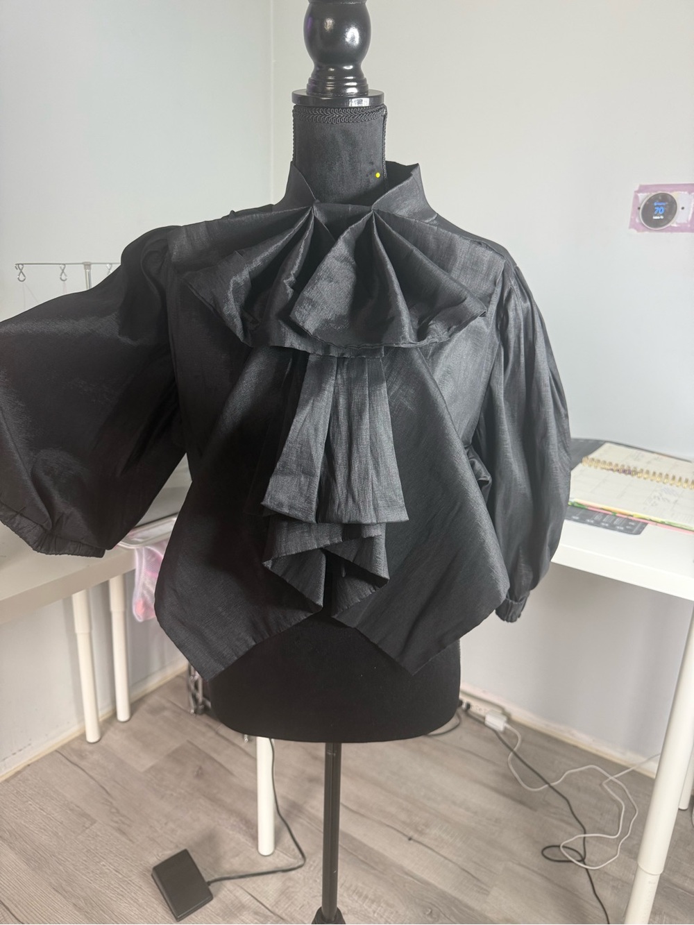 Black Ruffled Tie-Neck Blouse - Women Tops